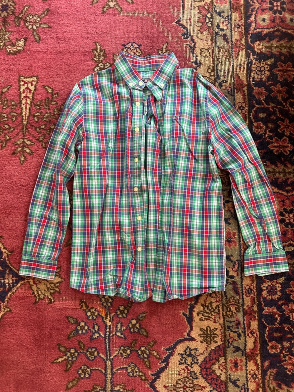 Vineyard Vines Boys Plaid Button-Down Shirt - Red, Green & Blue